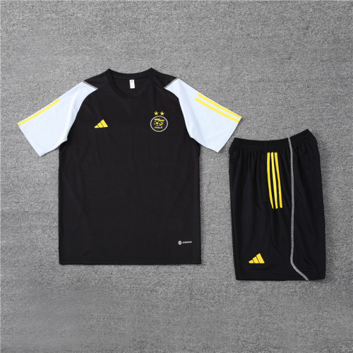 Adult Uniform 2023-2024 Algeria Black Soccer Training Jersey and Shorts