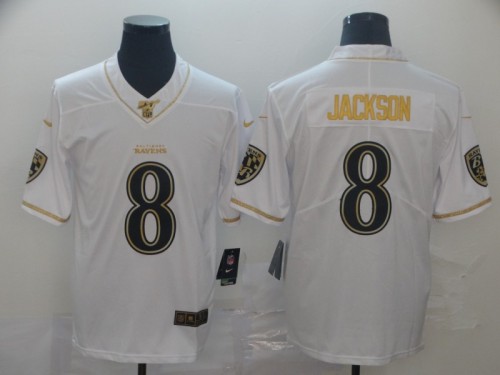 Baltimore Ravens 8 Lamar Jackson White Gold Vapor Untouchable Limited Jersey