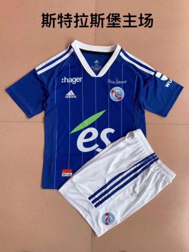 Adult Uniform 2022-2023 RC Strasbourg Alsace Home Soccer Jersey Shorts