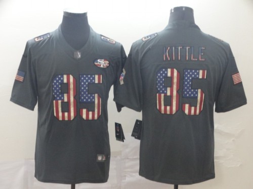 San Francisco 49ers 85 KITTLE 2019 Black Salute To Service USA Flag Fashion Limited Jersey