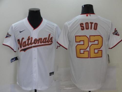 Washington Nationals 22 SOTO White/Gold Cool Base Jersey