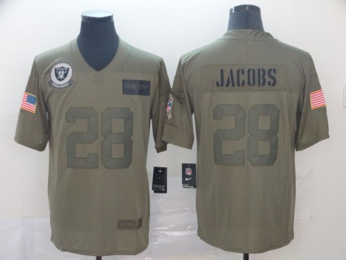 Oakland Raiders 28 Josh Jacobs 2019 Olive Salute To Service Limited Jersey
