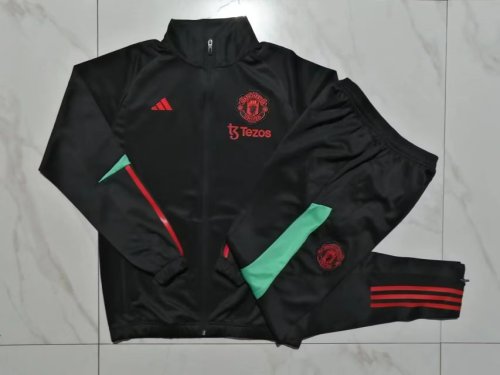 2023-2024 Manchester United Black Soccer Jacket and Pants