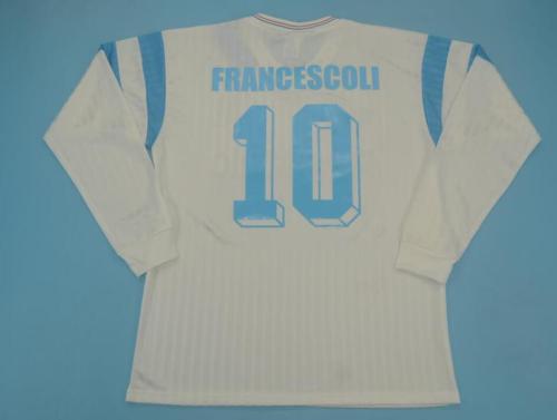 Retro Jersey Long Sleeve 1990-1991 Marseille Home FRANCESCOLI 10 White Soccer Jersey