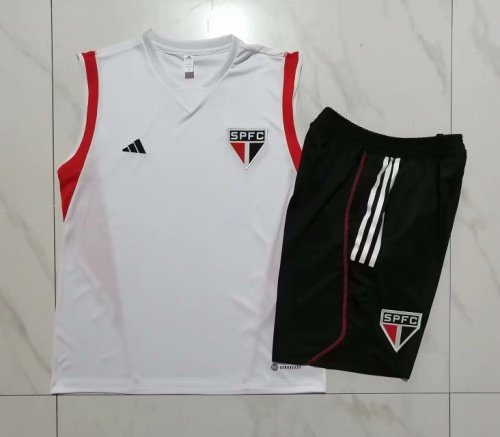 Adult Uniform 2023-2024 Sao Paulo White Soccer Training Vest and Shorts