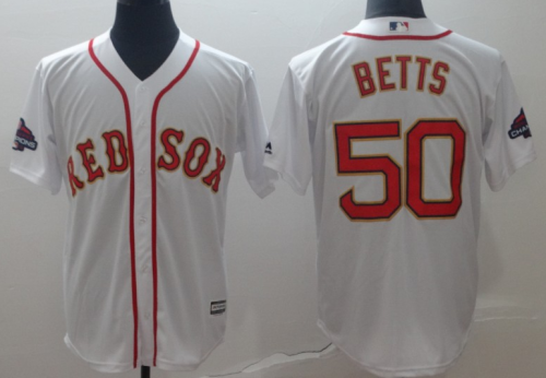 2019 Boston Red Sox # 50 BETTS White  MLB Jersey