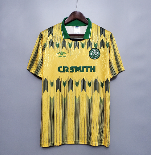 Retro Jersey 1991-1992 Celtic Away Yellow Vintage Soccer Jersey