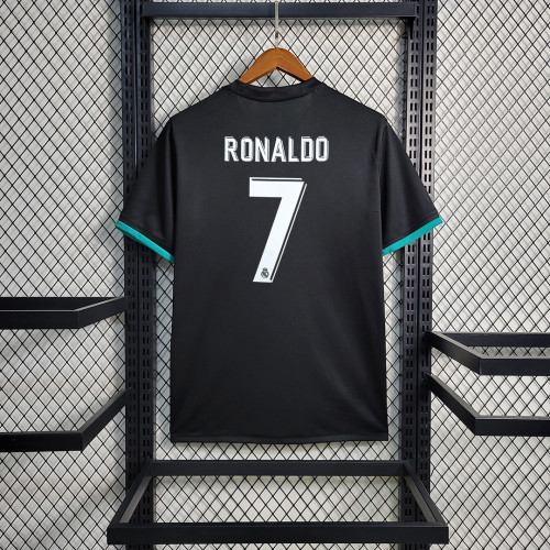 with Front Patch+Front Lettering+UCL Patch Retro Jersey 2017-2018 Real Madrid RONALDO 7 Away Soccer Jersey