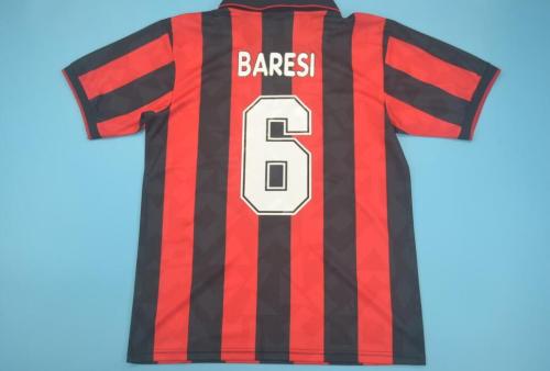 Retro Jersey 1993-1994 AC Milan 6 BARESI Home Soccer Jersey