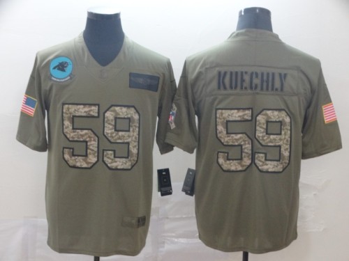 Carolina Panthers 59 Luke Kuechly 2019 Olive Camo Salute To Service Limited Jersey