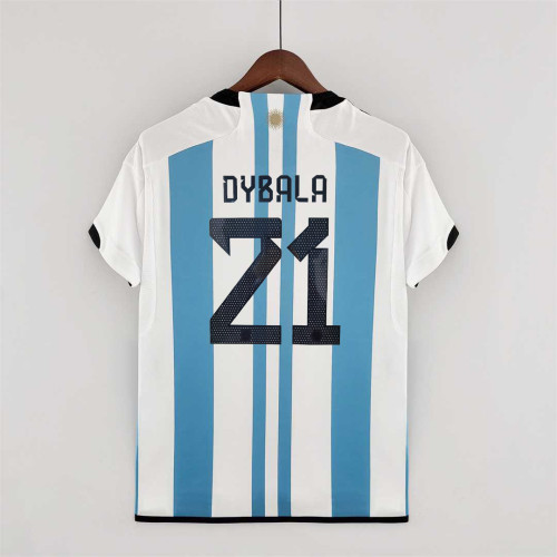 Fans Version 2022 World Cup Argentina DYBALA 21 Home Soccer Jersey
