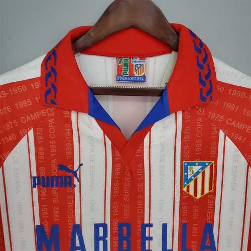 Retro Jersey 1995-1996 Atletico Madrid Home Soccer Jersey Vintage Football Shirt
