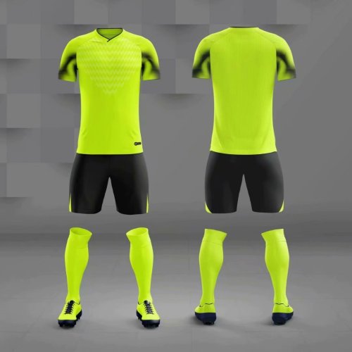 M8608 Fluorescent Green  Tracking Suit Adult Uniform Soccer Jersey Shorts