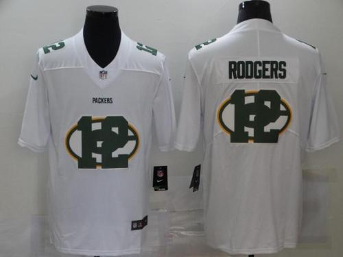 Packers 12 Aaron Rodgers White Shadow Logo Limited Jersey