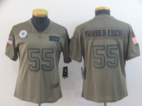 Women Dallas Cowboys 55 Leighton Vander Esch 2019 Olive Salute To Service Limited Jersey