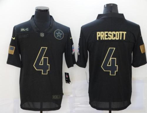 Cowboys 4 Dak Prescott Black 2020 Salute To Service Limited Jersey