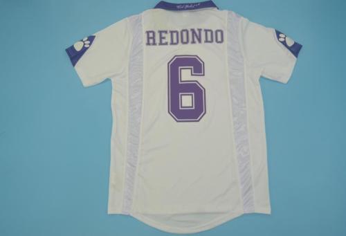 Retro Jersey 1997-1998 Real Madrid 6 REDONDO Home Soccer Jersey