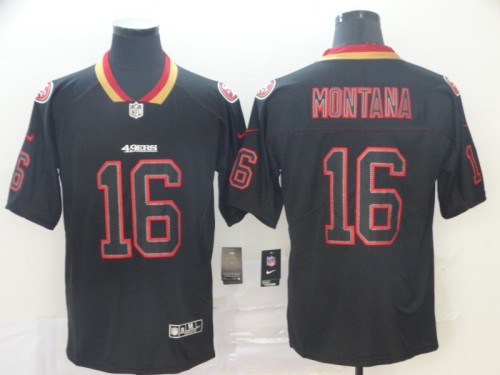 San Francisco 49ers #16 MONTANA Black/Red NFL Jersey