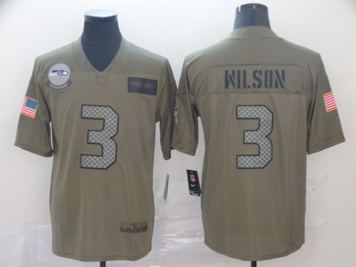 Seattle Seahawks 3 Russell Wilson 2019 Olive Salute To Service Limited Jersey