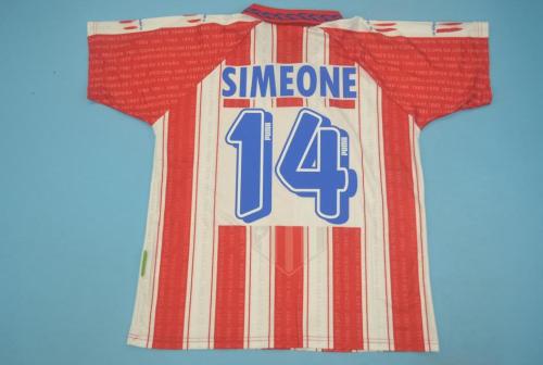 Retro Jersey 1995-1996 Atletico Madrid 14 SIMEONE Home Soccer Jersey