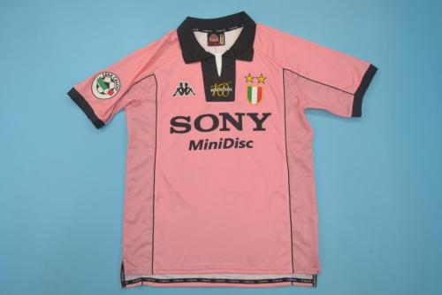 with Serie A Patch Retro Jersey 1997-1998 Juventus #26 DAVIDS Away Pink Vintage Soccer Jersey
