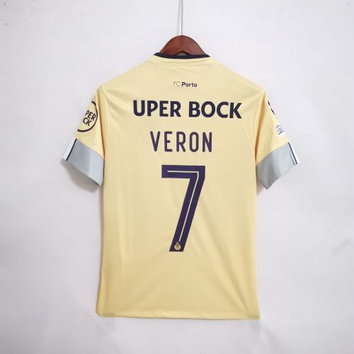 with UCL Patch Player Version 2022-2023 Porto Veron 7 Away Yellow Soccer Jersey