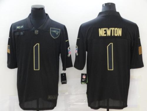 Patriots 1 Cam Newton Black 2020 Salute To Service Limited Jersey