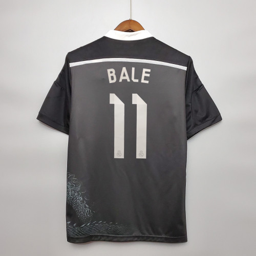 Retro Jersey 2014-2015 Real Madrid 11 BALE Third Away Black Soccer Jersey