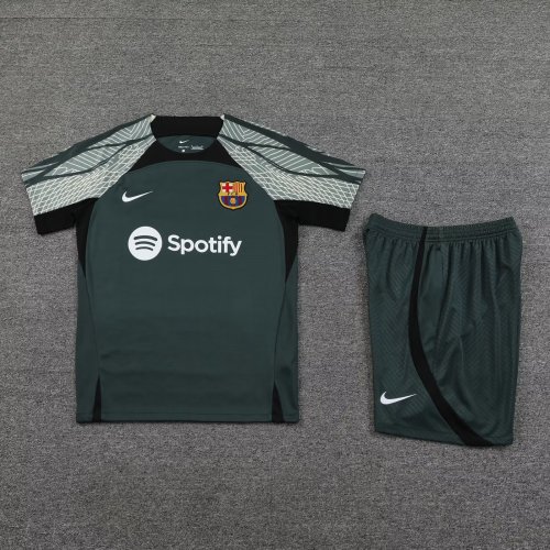 Adult Uniform 2023-2024 Barcelona Olive Soccer Training Jersey Shorts
