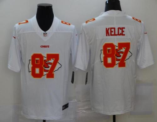 Chiefs 87 Travis Kelce White Shadow Logo Limited Jersey