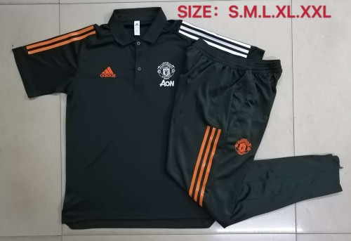 C525# Manchester United  Dark Grey Polo Set and Long Pants