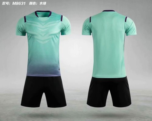 M8631 Light Green Tracking Suit Adult Uniform Soccer Jersey Shorts