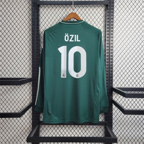 with UCL Patch Long Sleeve Retro Jersey 2012-2013 Real Madrid 10 OZIL 3rd Away Green Soccer Jersey