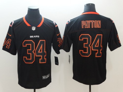 Chicago Bears #34 PAYTON Black with Gold Letters NFL Jersey