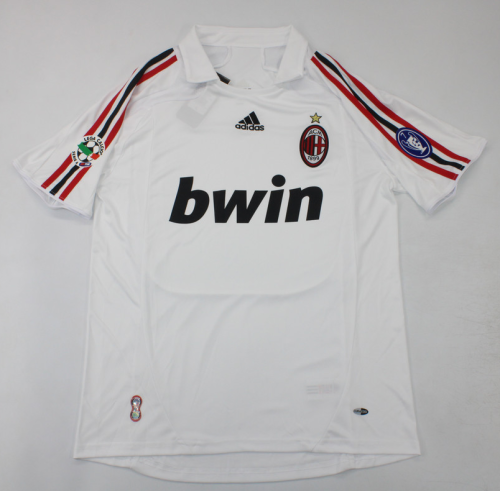 with Serie A+Trophy 7 Patch Retro Jersey 2009-2010 AC Milan Away White Vintage Soccer Jersey