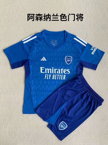 Adult Uniform 2023-2024 Arsenal Blue Goalkeeper Soccer Jersey shorts