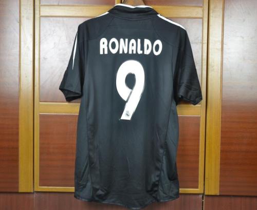 with LFP Patch Retro Camisetas de Futbol 2004-2005 Real Madrid RONALDO 9 Vintage Away Black Soccer Jersey