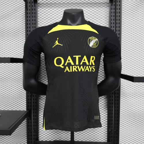Player Version 2023-2024 PSG Black/Yellow Soccer Training Jersey