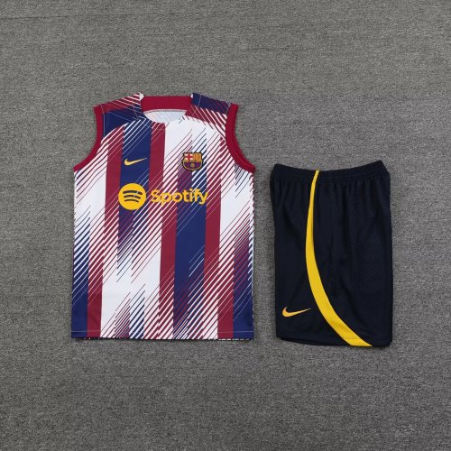 Adult Uniform 2023-2024 Barcelona White Soccer Training Vest and Shorts