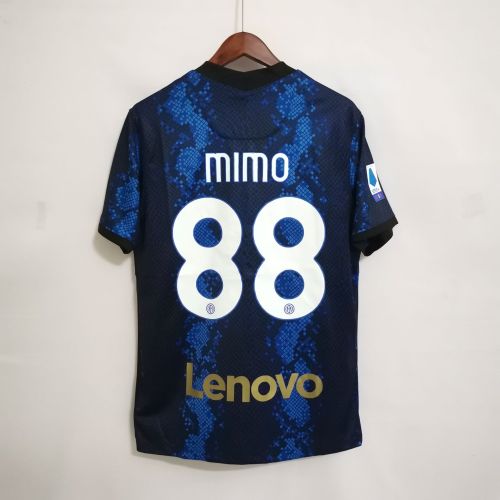 with Serie A+Scudetto Badge Fans Version 2021-2022 Inter Milan MIMO 88 Home Soccer Jersey