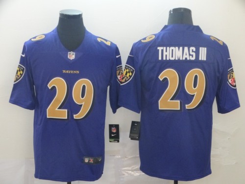 Baltimore Ravens 29 THOMAS III Purple Gold NFL Jersey