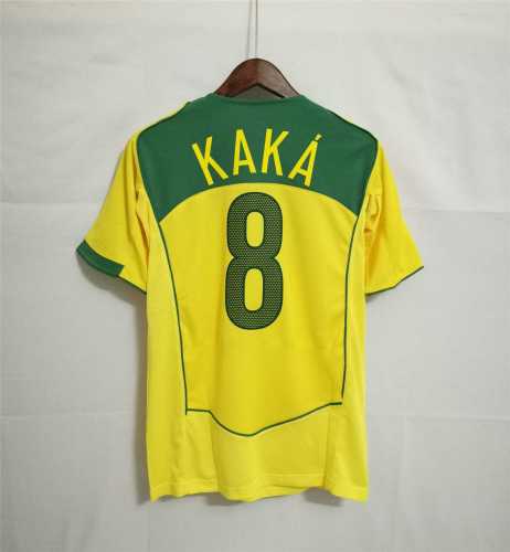 Retro Jersey 2004 Brazil KAKA8 Home Soccer Jersey Vintage Brasil Camisetas de Futbol