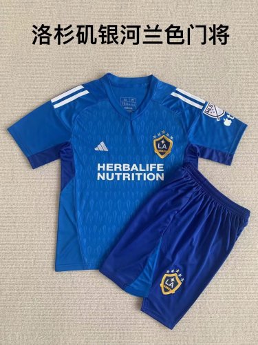 Adult Uniform 2023-2024 Los Angeles Galaxy Blue Goalkeeper Soccer Jersey Shorts