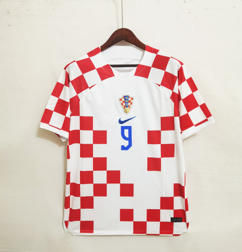 Fans Version 2022 World Cup Croatia KRAMARIC 9 Home Soccer Jersey