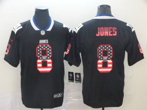 New York Giants 8 Daniel Jones Black USA Flag Fashion Limited Jersey