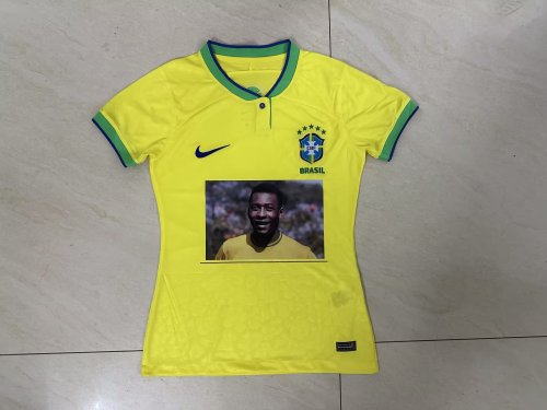 Women 2022 Brazil Pele Yellow Soccer Jersey