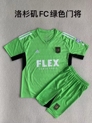 Youth Uniform Kids Kit 2023-2024 Los Angeles Green Goalkeeper Soccer Jersey Shorts