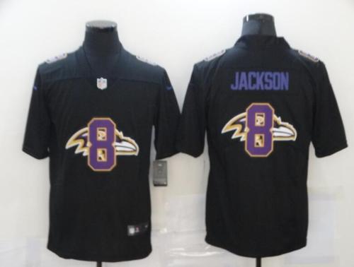 Baltimore Ravens 8 JACKSON Black Shadow Logo Limited Jersey