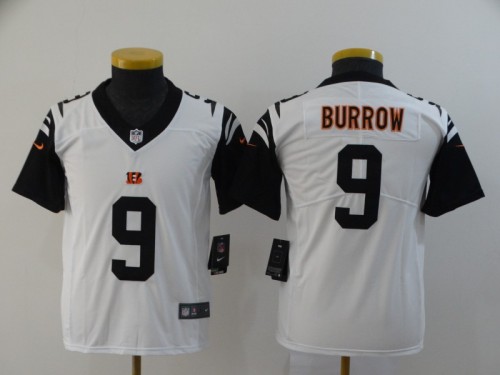Youth Cincinnati Bengals 9 Joe Burrow White 2020 NFL Draft First Round Pick Color Rush Limited Jersey