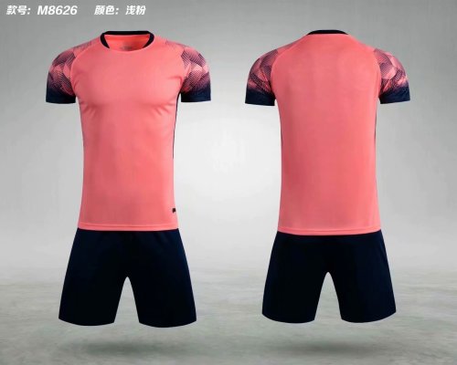M8626 Light Pink Tracking Suit Adult Uniform Soccer Jersey Shorts
